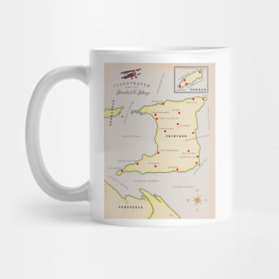 Illustrated map of Trinidad & Tobago Mug